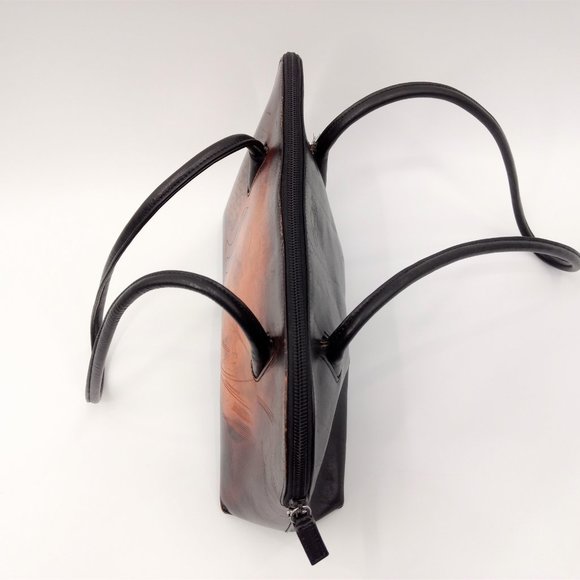 BAMBUS‎ Women's Brown Leather Art Double Strap Purse Shoulder Bag - Picture 6 of 16